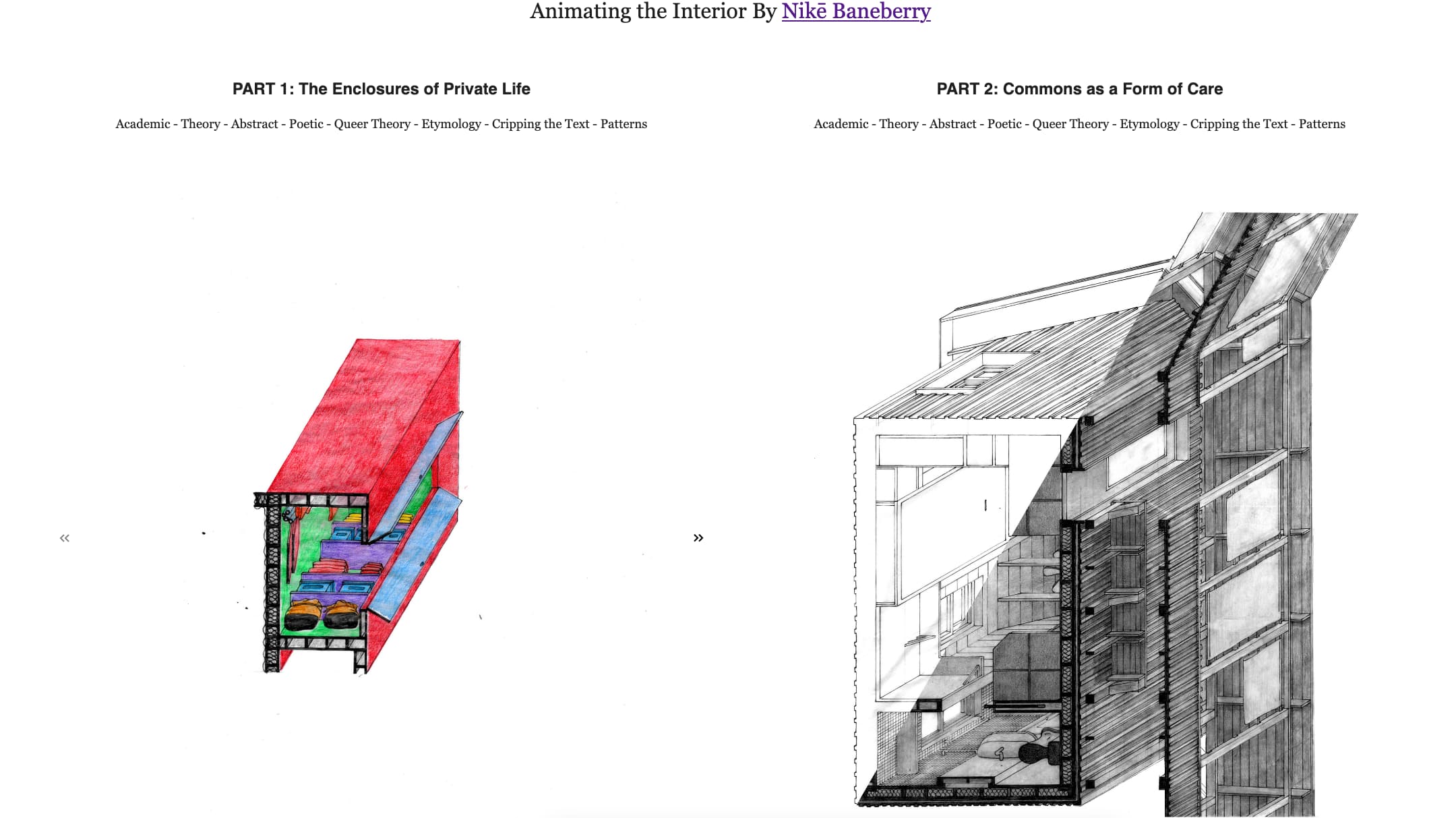 Screenshot of a recent web development project, animatingtheinterior.art